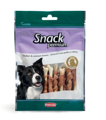 Recompense pentru caini Padovan Snack Premium Bones cu pui si calciu 100 g